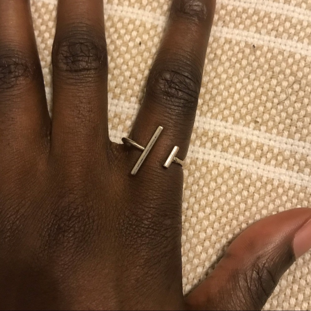 Silver open bar ring